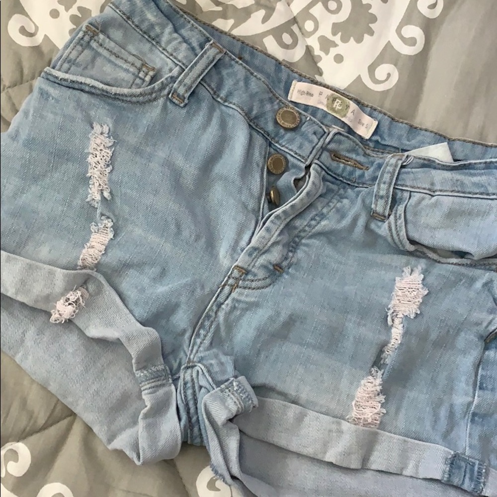 Light blue jean shorts